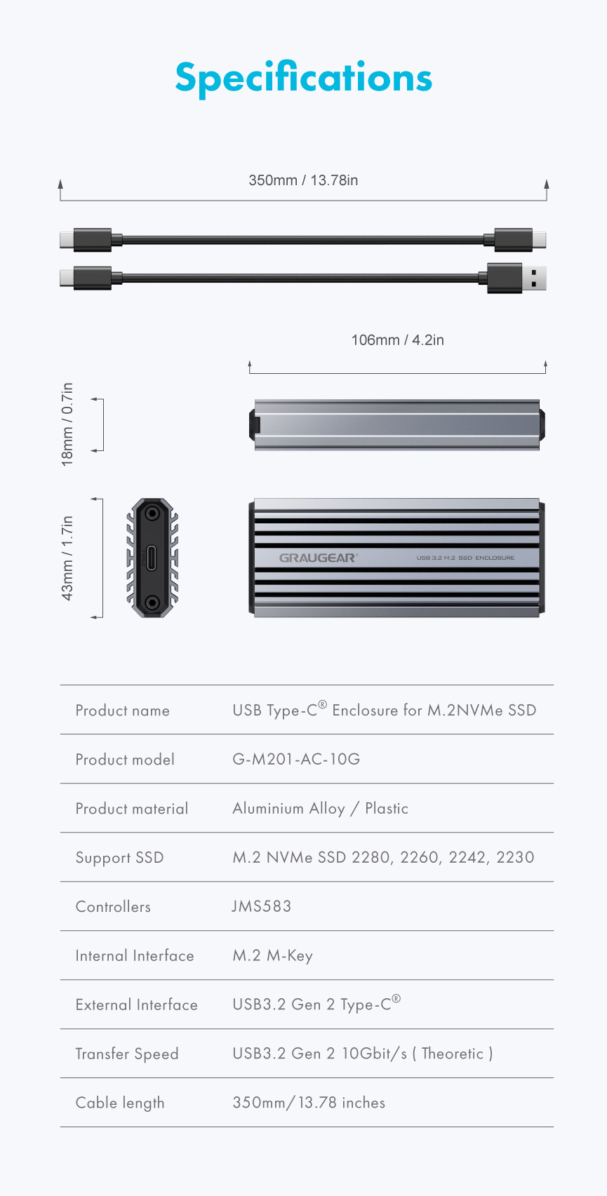 Boîtier SSD M2 10Gbps, ventilateur de refroidissement intégré, boîtier NVME  M.2, Protection d'écriture, USB3.1, Gen2, type-c, Support 2230 2242 2260  2280 - AliExpress
