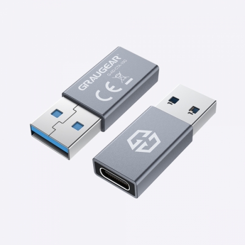 GRAUGEAR | 2 stycken adaptrar | USB till USB-C | Dubbla sidor USB-C | 10  Gbit/s dataöverföring USB 3.2 Gen2 | Type-A uttag till Type-C®-kontakt 